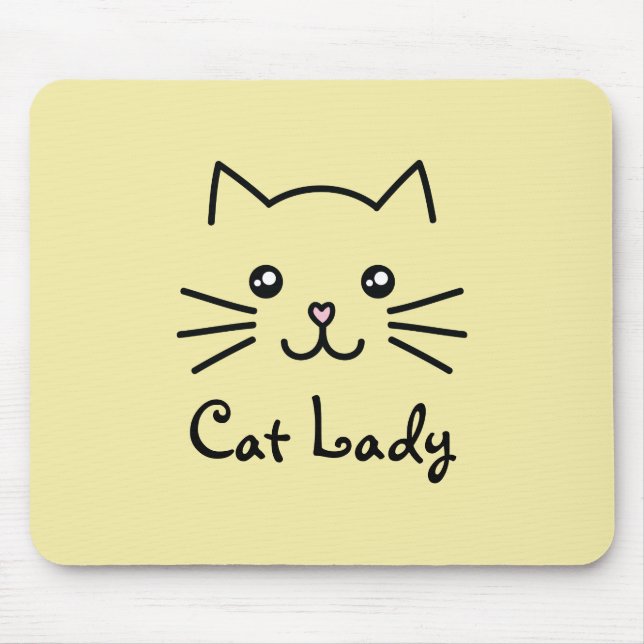 Niedlich Kawaii Kitten Cat Face Cat Lover Minimali Mousepad (Vorne)