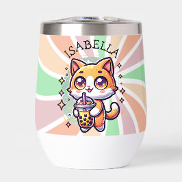 Niedlich Kawaii Kitten mit Bubble Tee Personalisie