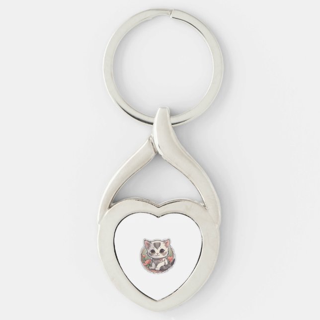 Niedlich Kawaii Kitten Schlüsselanhänger (Vorderseite)
