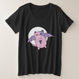 Niedlich Kawaii Kitty Bat Cat Große Größe T-Shirt