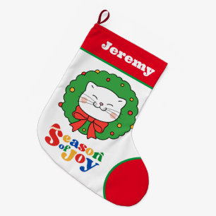 Niedlich Kawaii Kitty Cat Weihnachtszeit der Freud Großer Weihnachtsstrumpf