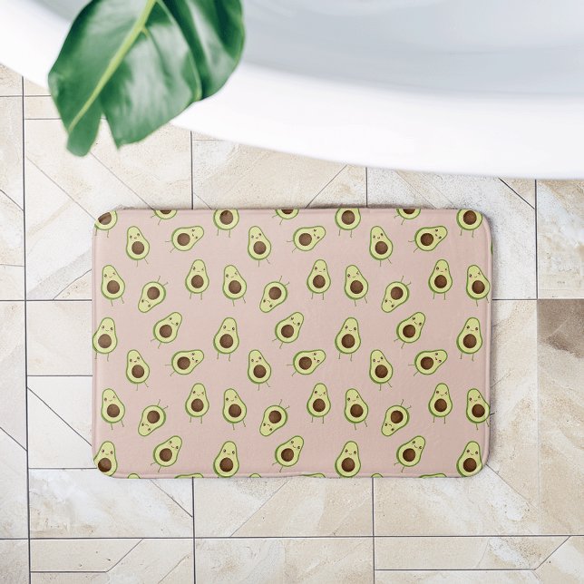 Niedlich Kawaii lächelnd Avocado Pattern Badematte (Von Creator hochgeladen)