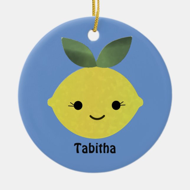 Niedlich Kawaii Lemon Keramik Ornament (Vorne)