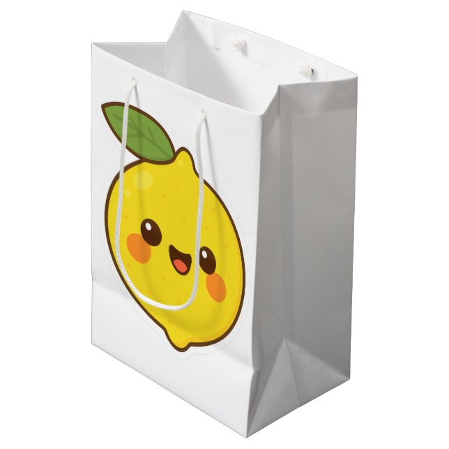 Niedlich Kawaii Lemon Mittlere Geschenktüte (Vorderseite Schrägansicht)