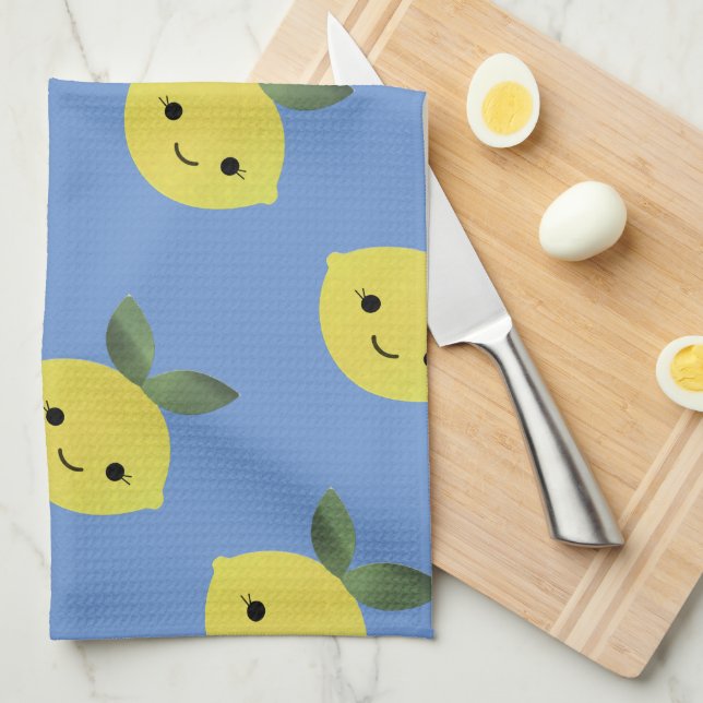 Niedlich Kawaii Lemon Muster Geschirrtuch (Viertel Falte)
