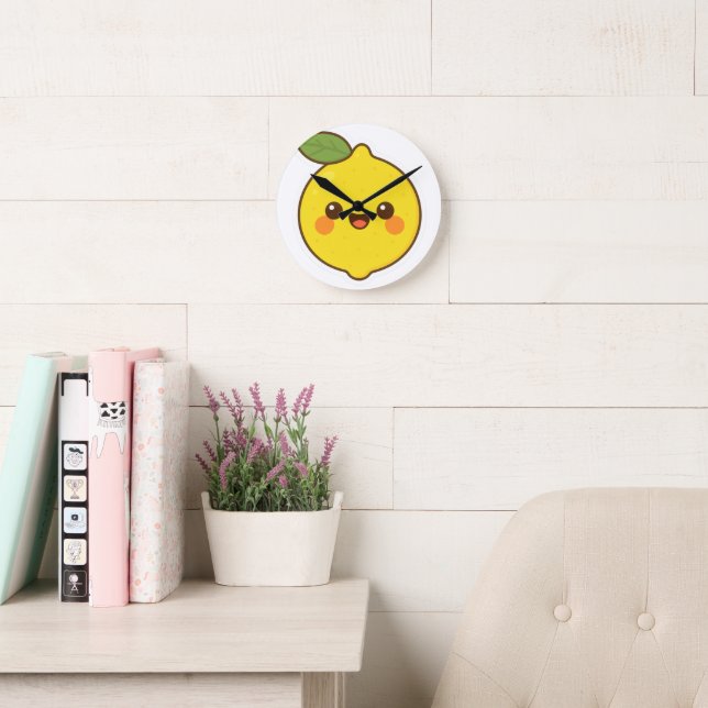 Niedlich Kawaii Lemon Runde Wanduhr (Lesesaal)
