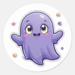 Niedlich Kawaii Lila Ghost Sticker - Happy Hallowe
