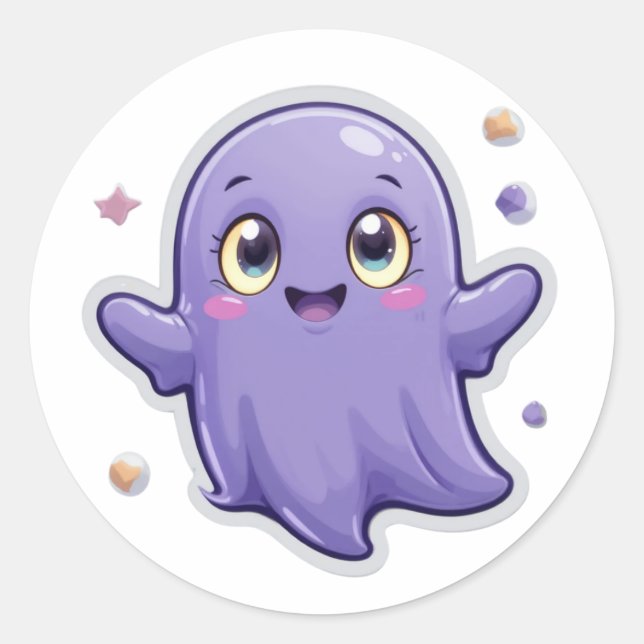 Niedlich Kawaii Lila Ghost Sticker - Happy Hallowe (Vorderseite)