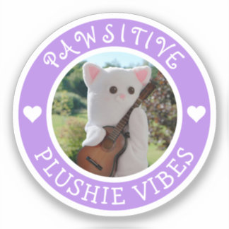 Niedlich Kawaii Lila Pawsitive Plushie Vibes Foto Aufkleber