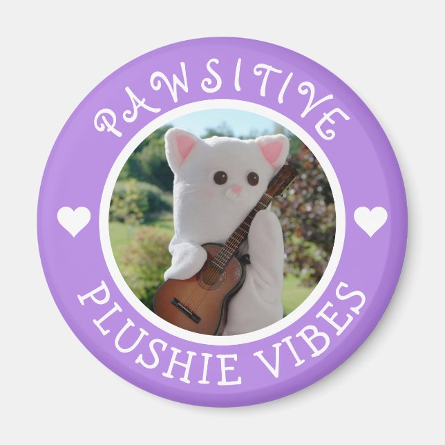Niedlich Kawaii Lila Pawsitive Plushie Vibes Foto Magnet (Vorne)