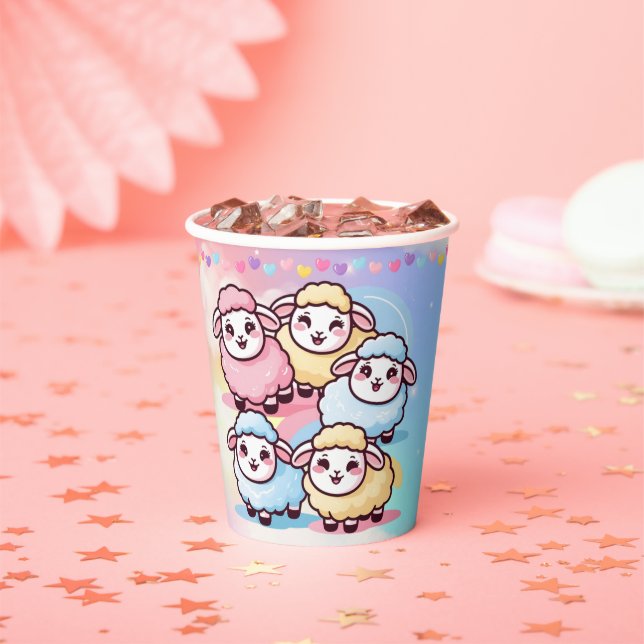 Niedlich Kawaii Little Lamb Baby Dusche Pappbecher (Insitu)