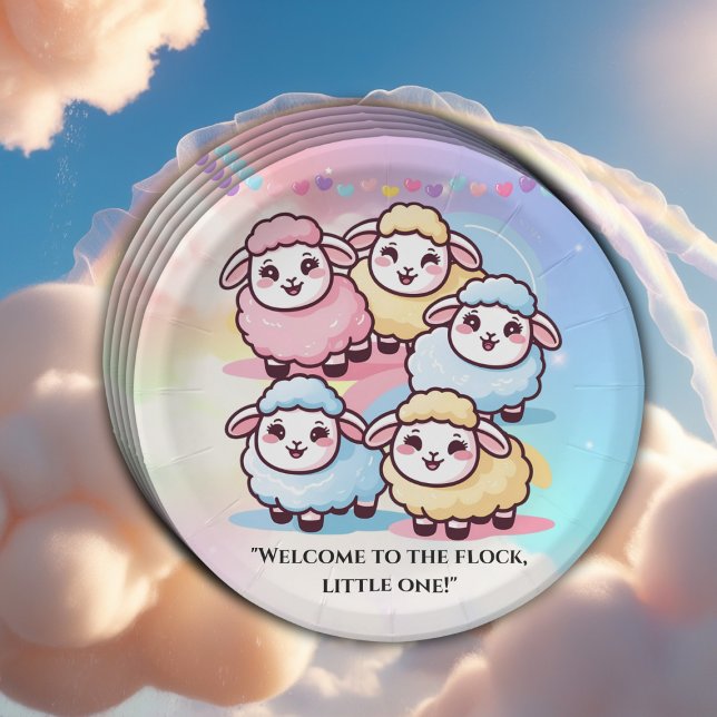 Niedlich Kawaii Little Lamb Baby Dusche Pappteller (Von Creator hochgeladen)