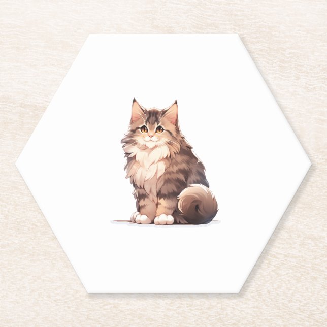 Niedlich Kawaii Maine Coon Big Cat Untersetzer (Vorderseite)