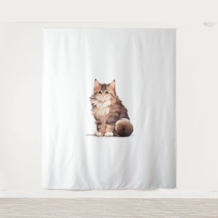 Niedlich Kawaii Maine Coon Big Cat Wandteppich