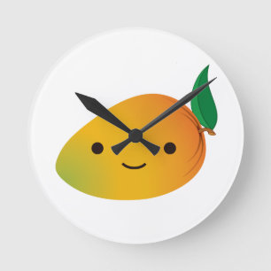 Niedlich Kawaii Mango Runde Wanduhr