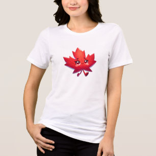 Niedlich Kawaii Maple Leaf   Elbows Up Canada Tri-Blend Shirt