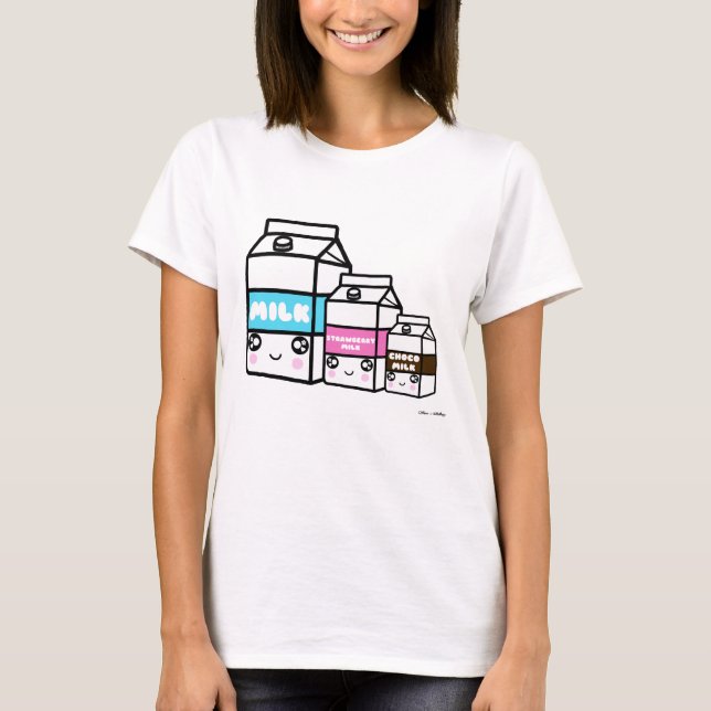 Niedlich Kawaii Milk Trio Sweet Dairy Japan Yum Fe T-Shirt (Vorderseite)
