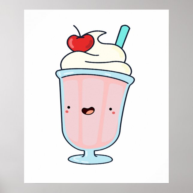 Niedlich Kawaii Milkshake Poster (Vorne)
