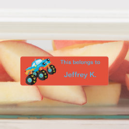 Niedlich Kawaii Monster Truck Personalisiert Kinderetiketten