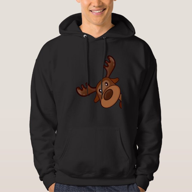 Niedlich Kawaii Moose Elk Deer Funny Alaska Moose Hoodie (Vorderseite)