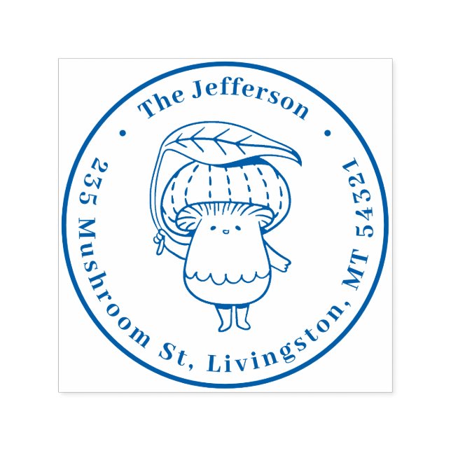 Niedlich Kawaii Mushroom Individuelle Name Rücksen Permastempel (Design)