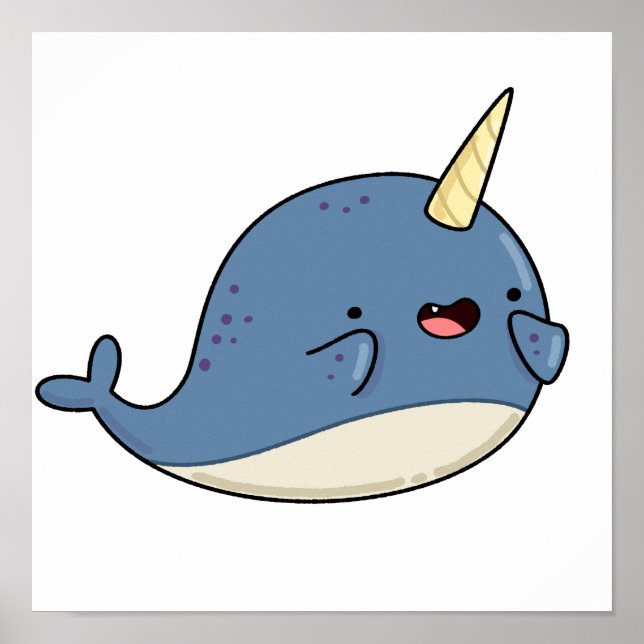 Niedlich Kawaii Narwhal Poster (Vorne)