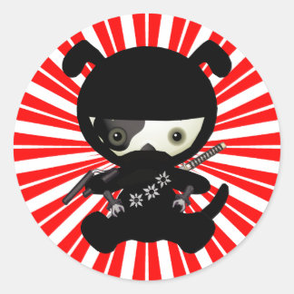 Niedlich Kawaii Ninja Welppy Dog on Red Runder Aufkleber