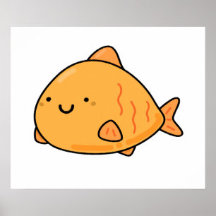Niedlich Kawaii Orange Fish Poster