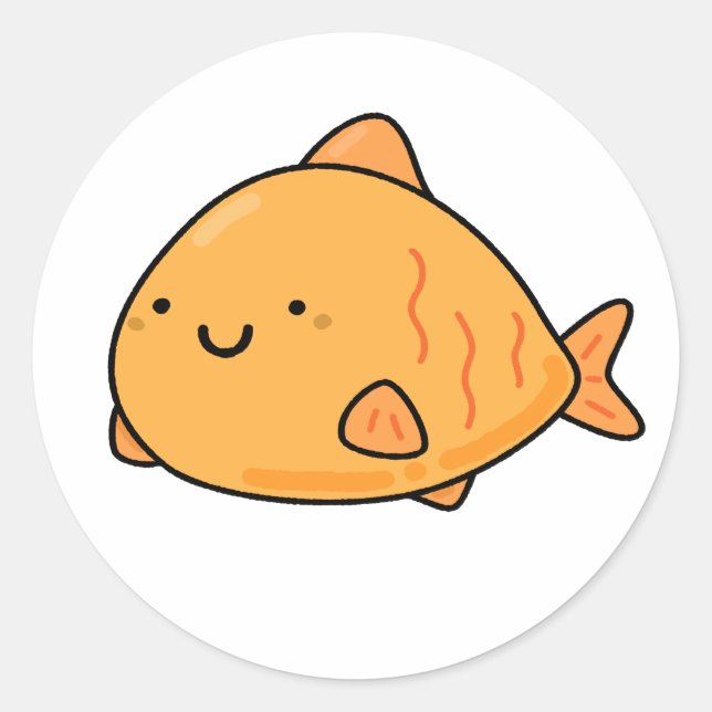 Niedlich Kawaii Orange Fish Runder Aufkleber (Vorderseite)