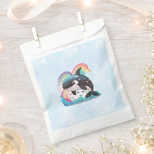 Niedlich Kawaii Orca Killer Whale Rainbows Schmett Geschenktütchen (Ausgeschnitten)