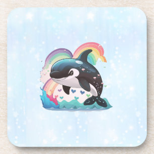 Niedlich Kawaii Orca Killer Whale Rainbows Schmett Getränkeuntersetzer