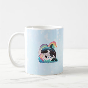 Niedlich Kawaii Orca Killer Whale Rainbows Schmett Kaffeetasse