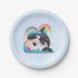 Niedlich Kawaii Orca Killer Whale Rainbows Schmett Pappteller