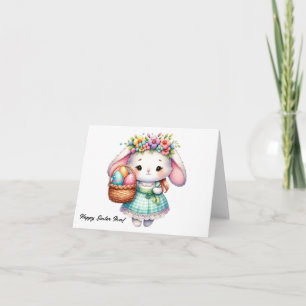 Niedlich Kawaii Osterhase mit Blume Karte