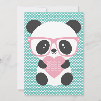 Niedlich Kawaii Panda Bear Pink Herz Einladung