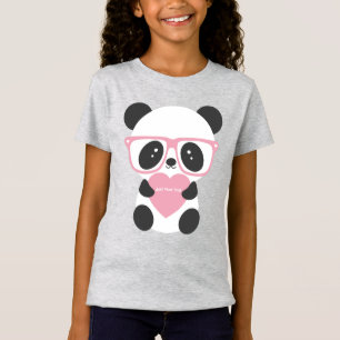 Niedlich Kawaii Panda Bear Pink Herz T-Shirt