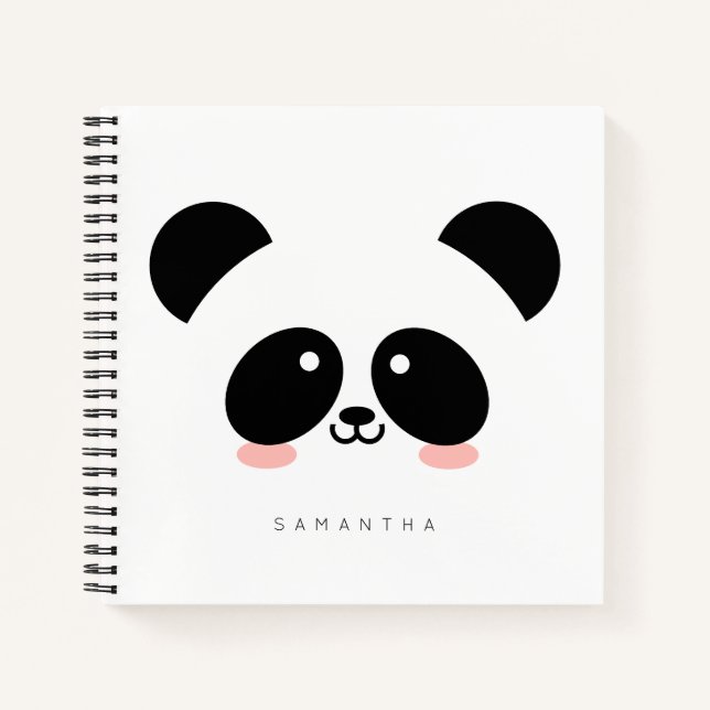 Niedlich Kawaii Panda | Name hinzufügen Notizbuch (Vorderseite)