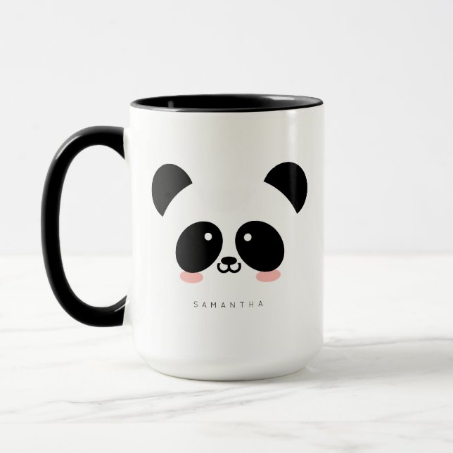 Niedlich Kawaii Panda | Name hinzufügen Tasse (Links)