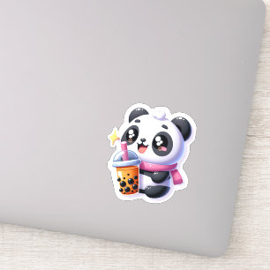Niedlich Kawaii Panda trinkt Boba Bubble Tea Kawai Aufkleber