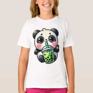 Niedlich Kawaii Panda trinkt Boba Bubble Tea Kawai T-Shirt