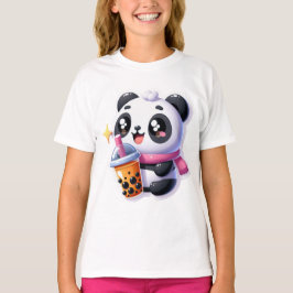 Niedlich Kawaii Panda trinkt Boba Bubble Tea Kawai T-Shirt