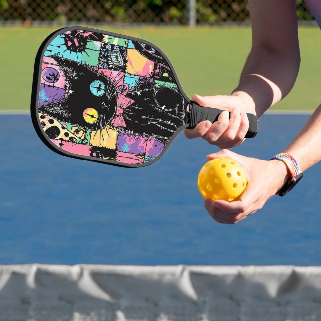 Niedlich Kawaii Pastel Goth Patchwork Creepy Cat Pickleball Schläger (InSitu)