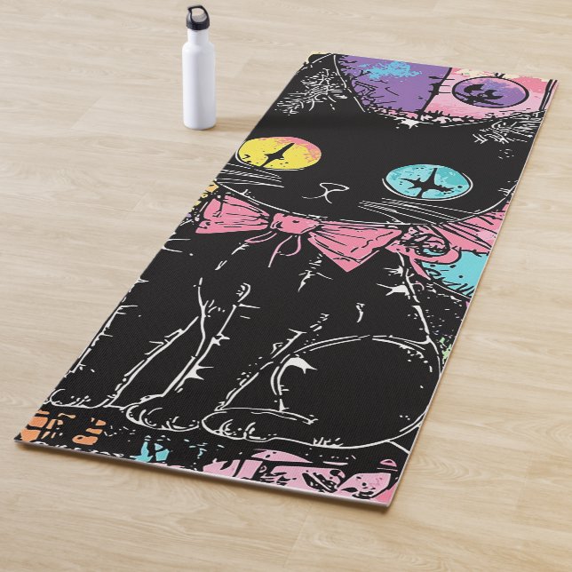 Niedlich Kawaii Pastel Goth Patchwork Creepy Cat Yogamatte (Beispiel)