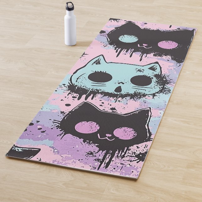 Niedlich Kawaii Pastel Goth Patchwork Creepy Cat Yogamatte (Beispiel)
