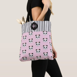 Niedlich Kawaii Pink Black Panda Monogram
