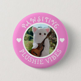 Niedlich Kawaii Pink Pawsitive Plushie Vibes Foto Button