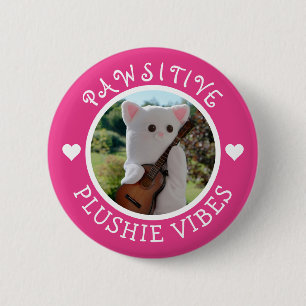 Niedlich Kawaii Pink Pawsitive Plushie Vibes Foto Button