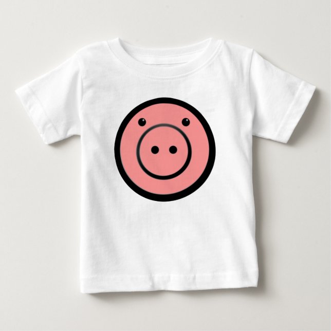 Niedlich Kawaii Pink Pig Vector Art Baby T-shirt (Vorderseite)