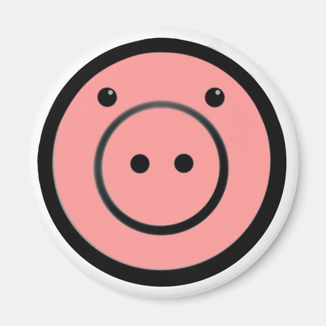 Niedlich Kawaii Pink Pig Vector Art Magnet (Vorne)