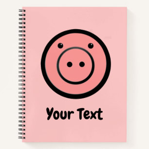 Niedlich Kawaii Pink Pig Vector Art Notizbuch